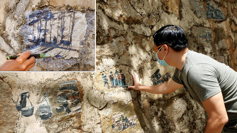 “Ký ức những con đường Đà Lạt xưa” trên những phiến đá.