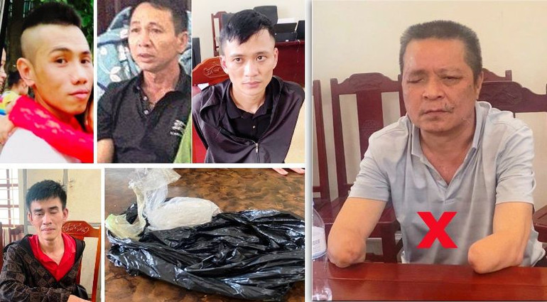 Tú cụt (bìa phải) cùng các đối tượng trong đường dây buôn, bán ma túy.