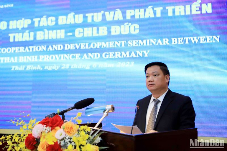 Chủ tịch Ủy ban nhân dân tỉnh Thái Bình Nguyễn Khắc Thận cam kết tạo điều kiện thuận lợi nhất để các doanh nghiệp Đức hợp tác đầu tư tại địa phương.