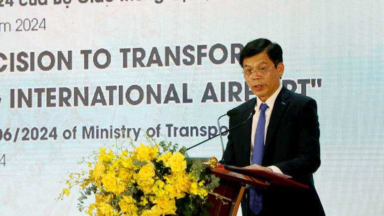 Thứ trưởng Giao thông vận tải Lê Anh Tuấn phát biểu tại lễ công bố.