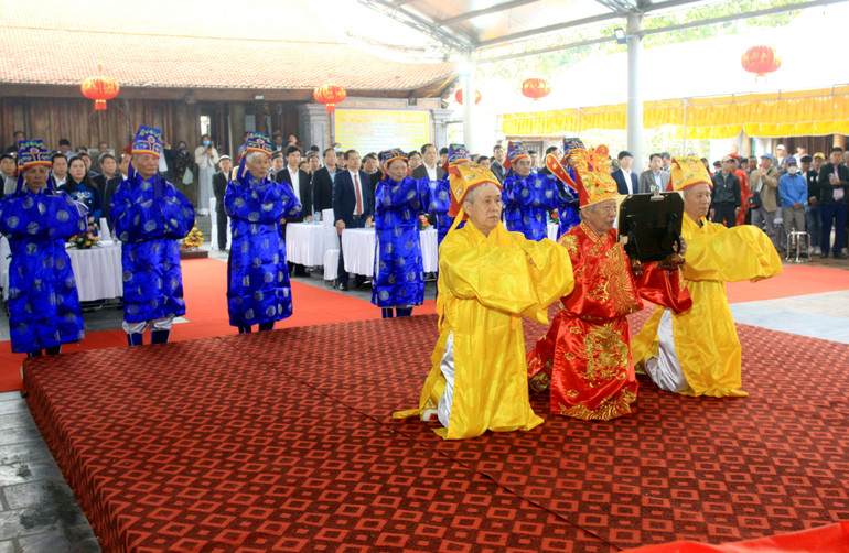 Lễ tế Đức Thánh Trần - một nghi lễ quan trọng trong ngày khai hội đền A Sào năm 2023.