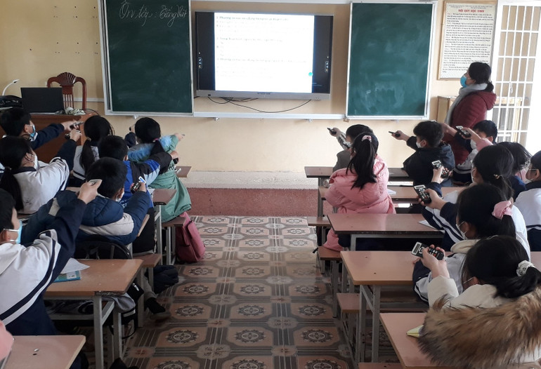 Một lớp học thông minh tại trường Tiểu học và Trung học cơ sở An Vũ (huyện Quỳnh Phụ, tỉnh Thái Bình).