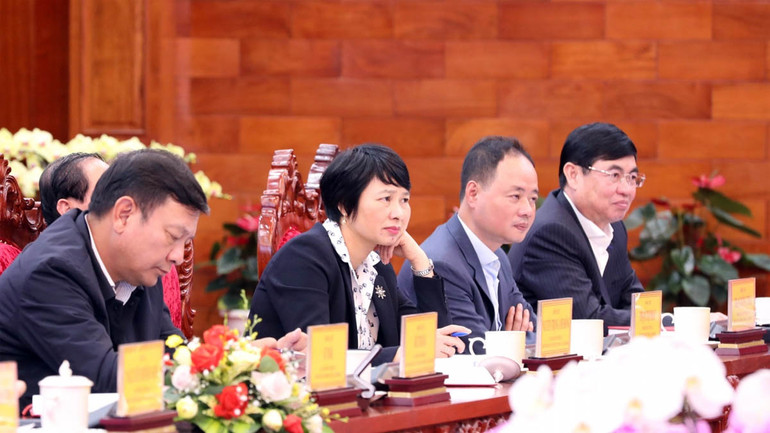 Các đồng chí lãnh đạo tỉnh Lâm Đồng tại buổi làm việc.