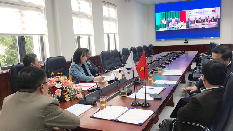 Quang cảnh lễ ký kết bản ghi nhớ hợp tác tại điểm cầu thành phố Đà Lạt.