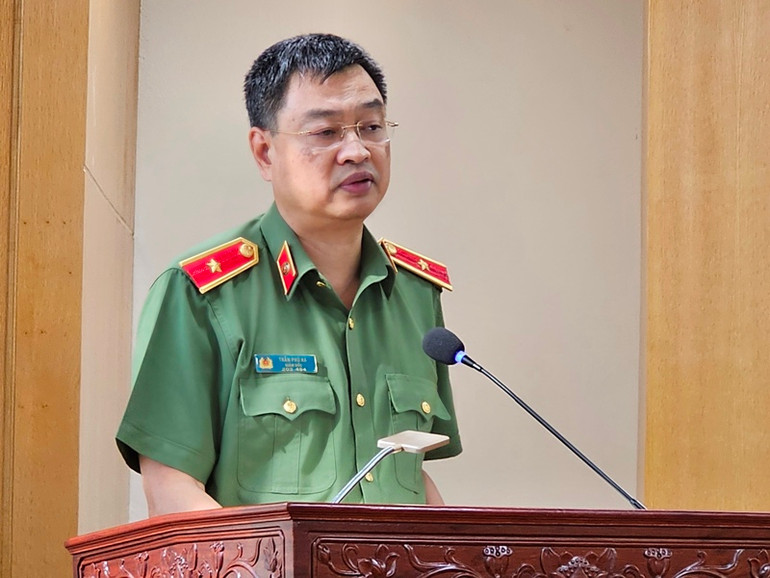 Lãnh đạo Công an tỉnh Thanh Hóa phát biểu kết luận Hội nghị.