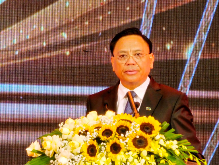 Chủ tịch Hiệp hội doanh nghiệp tỉnh Thanh Hóa phát biểu tại buổi lễ.