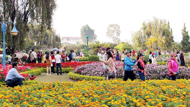 Du khách đến với thành phố ngàn hoa Đà Lạt.