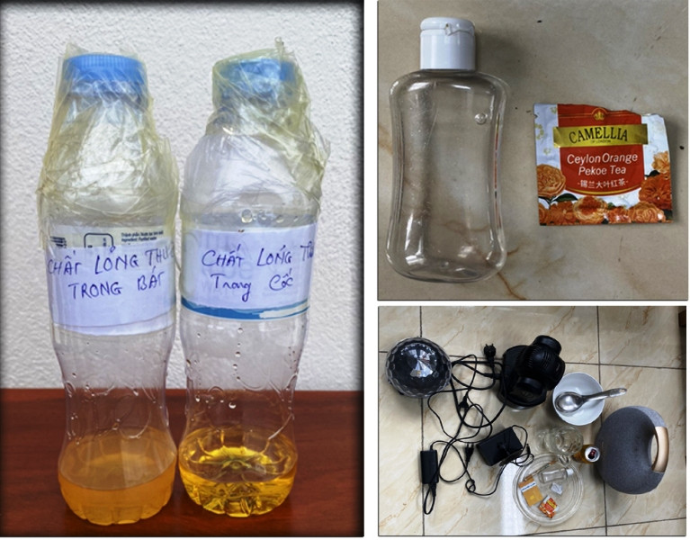 Các loại chất lỏng cùng đồ vật liên quan hành vi sử dụng ma túy trái phép.