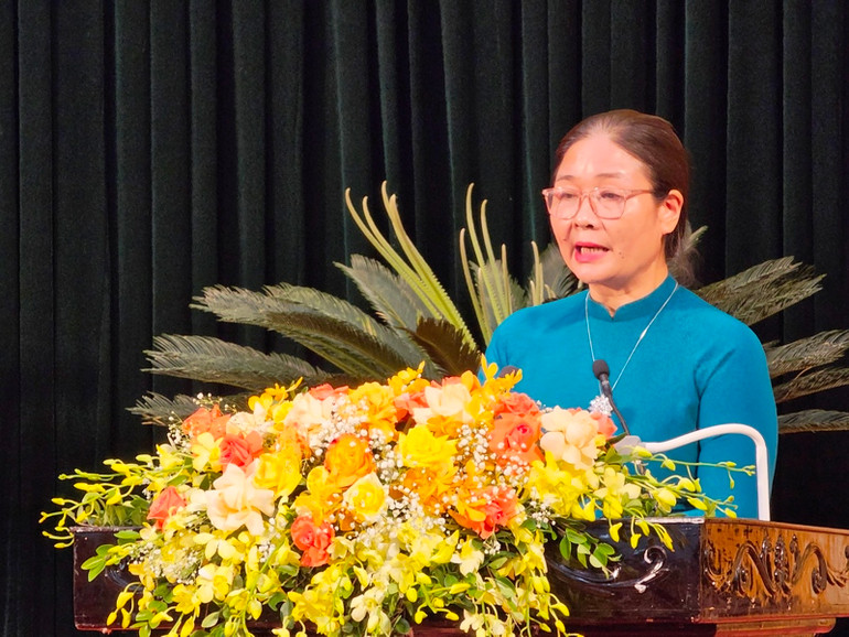 Đại diện cơ sở giáo dục ngoài công lập tham luận tại hội nghị.