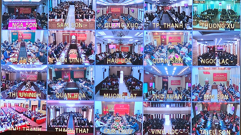 Các điểm cầu trực tuyến tại các địa phương trong tỉnh Thanh Hóa.