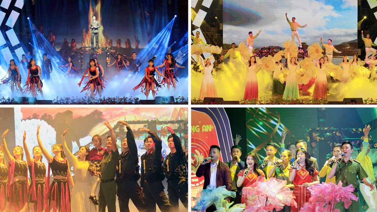 Các tiết mục biểu diễn tại đêm khai mạc hội diễn.