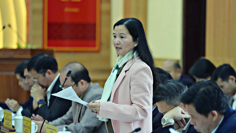 Đại biểu trình bày ý kiến tại hội nghị.