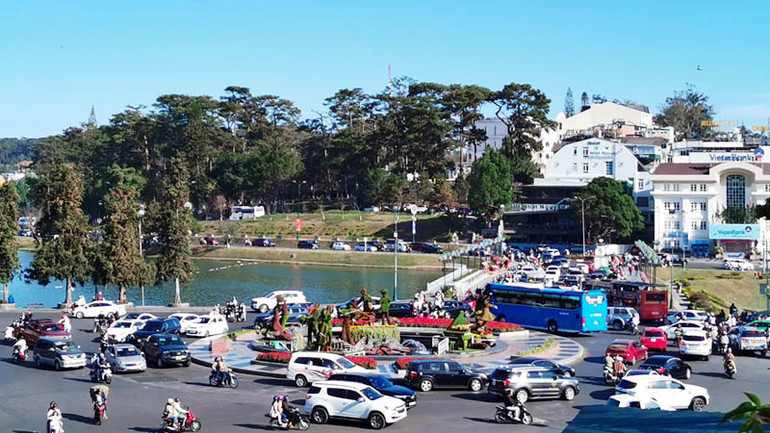 Khu vực trung tâm thành phố Đà Lạt ngày mùng 3 Tết.