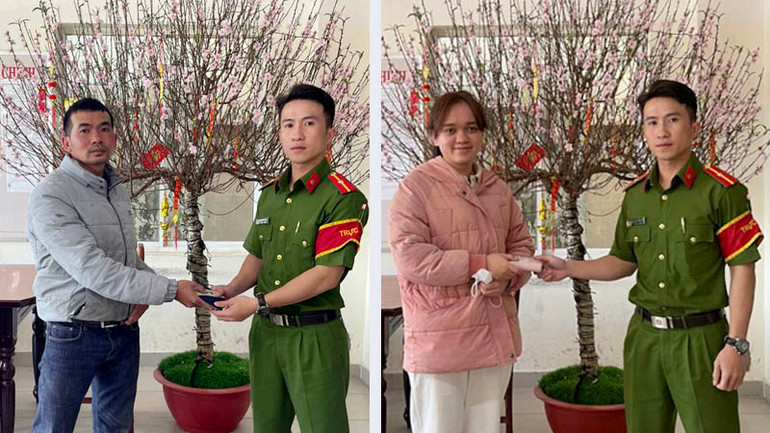Công an phường 6 trả lại tài sản cho người đánh rơi trong dịp Tết Nguyên đán Giáp Thìn 2024.