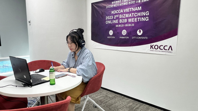 Hội thảo Biz-matching được tổ chức dưới hình thức trực tuyến nhằm hỗ trợ hợp tác Nội dung Việt-Hàn.