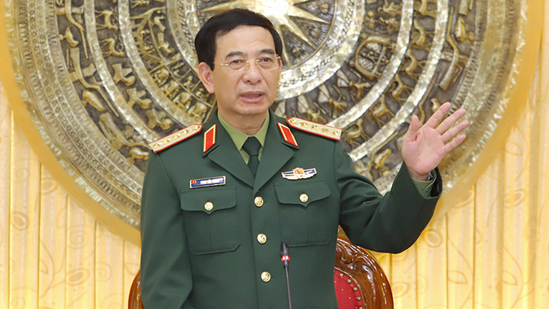 Đại tướng Phan Văn Giang phát biểu tại buổi làm việc.