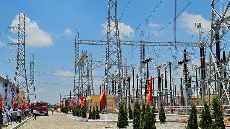 Một góc trạm biến áp 500kV mạch 3 ở huyện Thiệu Hóa, tỉnh Thanh Hóa.