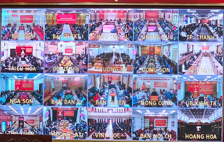 Điểm cầu trực tuyến đến các cơ quan, địa phương trong tỉnh Thanh Hóa.