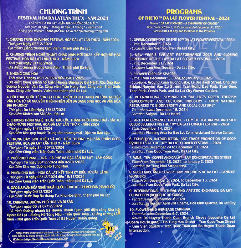 Các chương trình chính tại Festival Hoa Đà Lạt lần thứ 10 - năm 2024