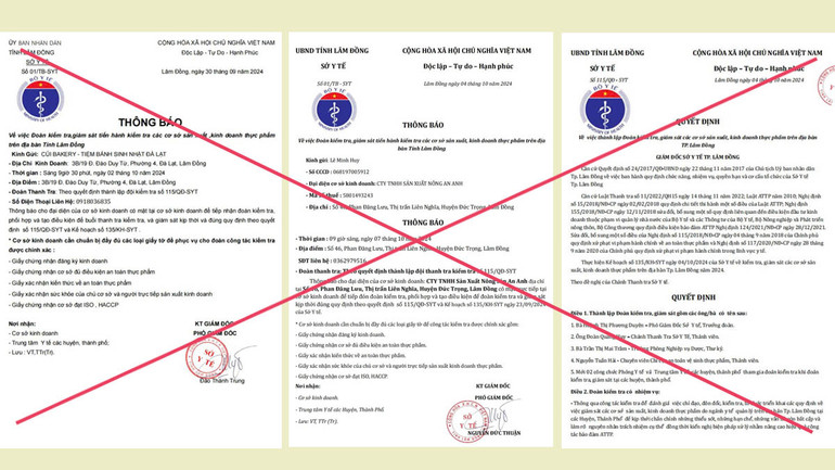 Các văn bản mạo danh Sở Y tế Lâm Đồng.