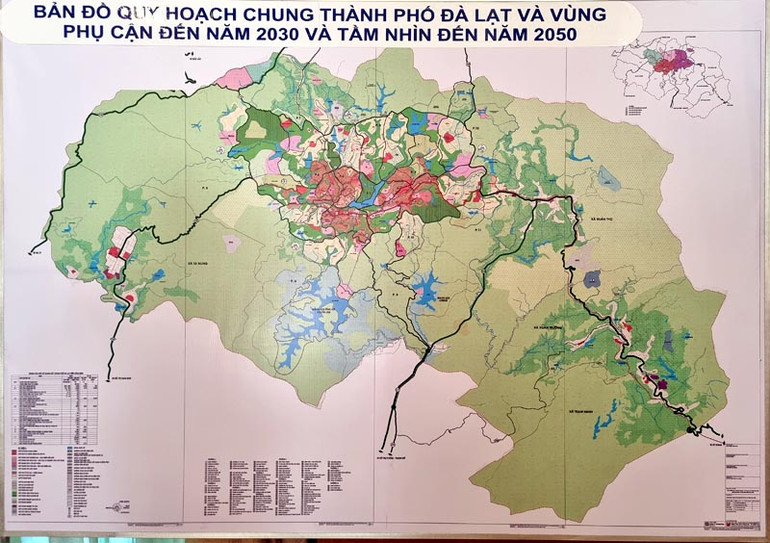 Bản đồ quy hoạch chung thành phố Đà Lạt và vùng phụ cận.
