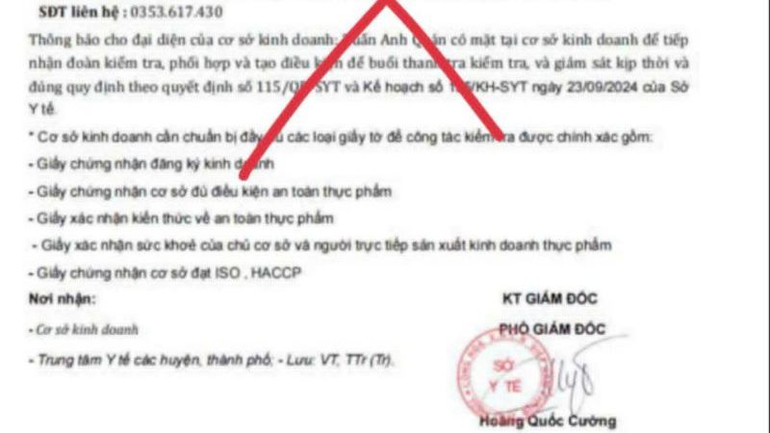 Tên lãnh đạo trong công văn giả mạo không có thật.