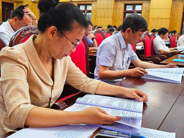 Các đại biểu nghiên cứu, học tập các nghị quyết, chỉ thị, kết luận, quy định của Trung ương.