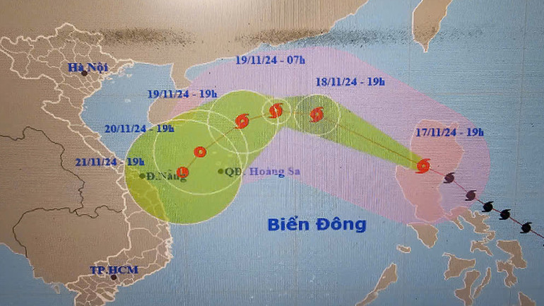 Dự báo diễn biến của bão trên Biển Đông.