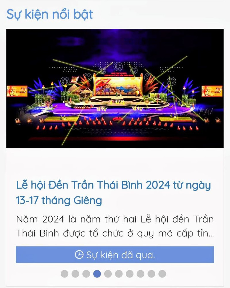 Giao diện trên Cổng thông tin Du lịch Thái Bình. Giao diện trên Cổng thông tin Du lịch Thái Bình.