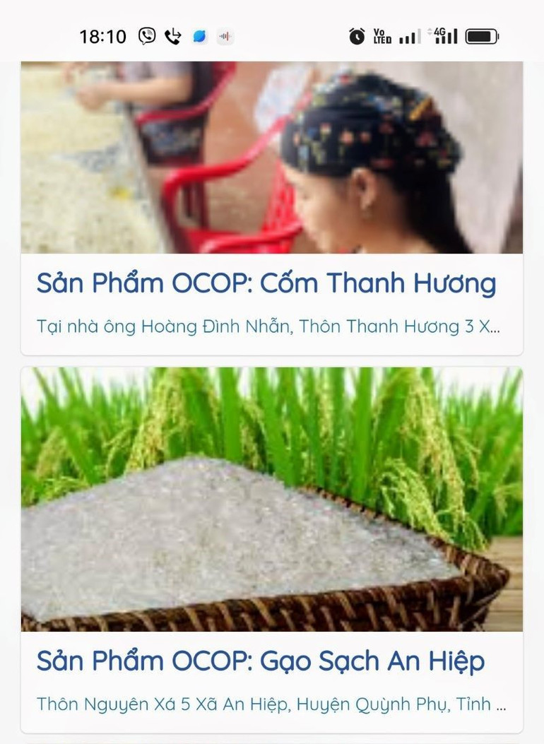 Các sản phẩm OCOP đặc trưng của tỉnh cũng được quảng bá chi tiết trên Cổng thông tin Du lịch Thái Bình. Các sản phẩm OCOP đặc trưng của tỉnh cũng được quảng bá chi tiết trên Cổng thông tin Du lịch Thái Bình.