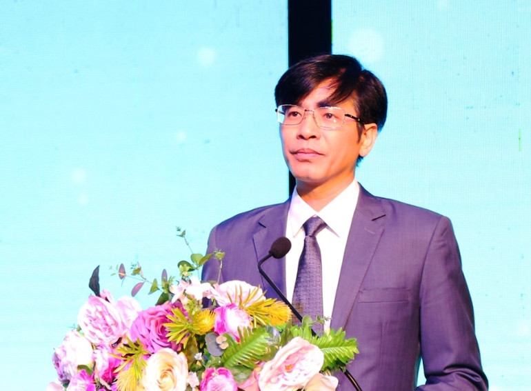 Chủ tịch Hội Nhà báo tỉnh Thanh Hóa trình bày diễn văn tại Lễ kỷ niệm.