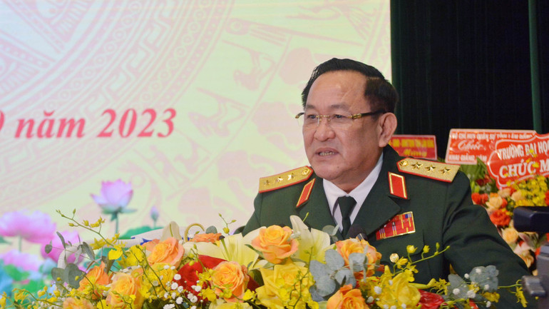 Thượng tướng Võ Minh Lương phát biểu ý kiến tại lễ khai giảng.