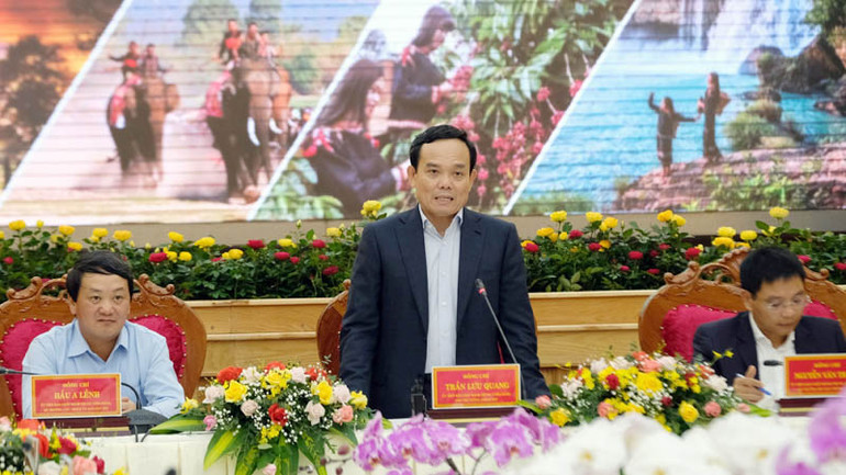 Phó Thủ tướng Trần Lưu Quang phát biểu ý kiến tại hội nghị.