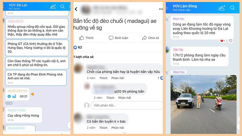 Cơ quan công an thu thập nhiều chứng cứ là thông tin chia sẻ trên nhiều hội, nhóm có hoạt động báo “chốt” giao thông.
