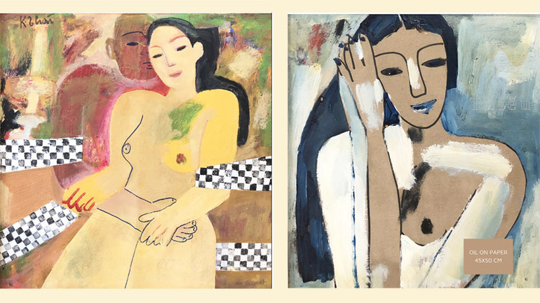 Tác phẩm chủ đề tình yêu của họa sĩ Nguyễn Thị Kim Thái.