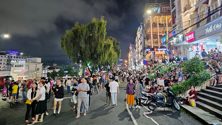 Khu vực trung tâm thành phố Đà Lạt đêm khai mạc.