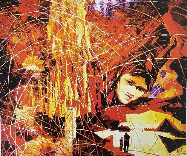 Tác phẩm "Hàm Rồng chiến thắng", tranh sơn dầu.