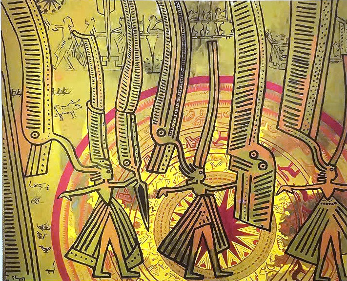 Những thông điệp từ văn minh Đông Sơn - tranh sơn dầu của Đỗ Chung.