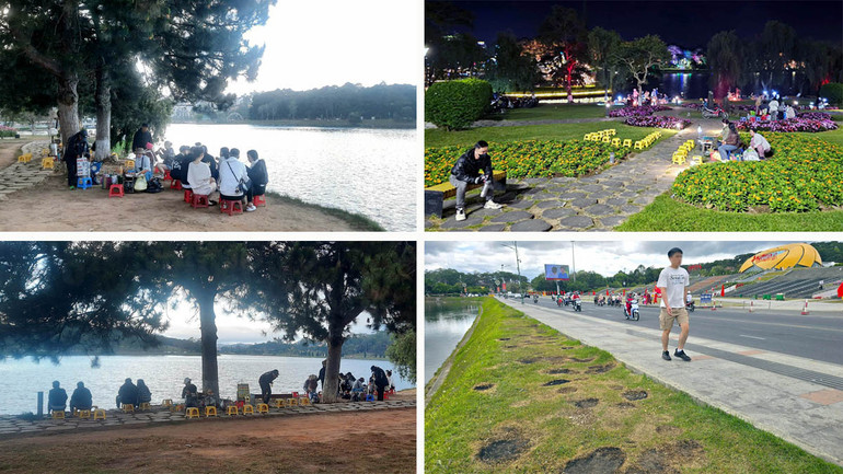 Tình trạng buôn bán hàng rong, kinh doanh tự phát, đốt lửa… diễn ra thời gian dài bên danh thắng cấp quốc gia hồ Xuân Hương.