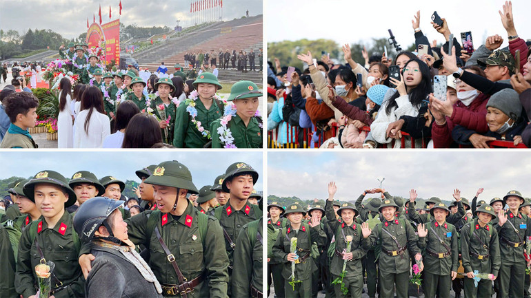 Bịn rịn trước giờ lên đường thực hiện nghĩa vụ xây dựng và bảo vệ Tổ quốc.