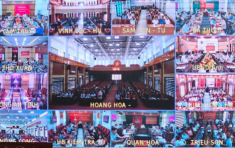 Hội nghị kết nối trực tuyến tới các địa phương trong tỉnh Thanh Hóa.