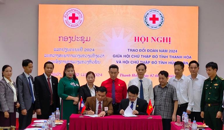 Hội Chữ thập đỏ Thanh Hóa-Hủa Phăn ký thỏa thuận hợp tác 2024-2025.