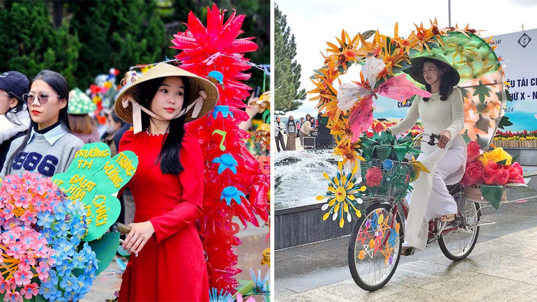 Các xe đạp hoa được trang trí ấn tượng.