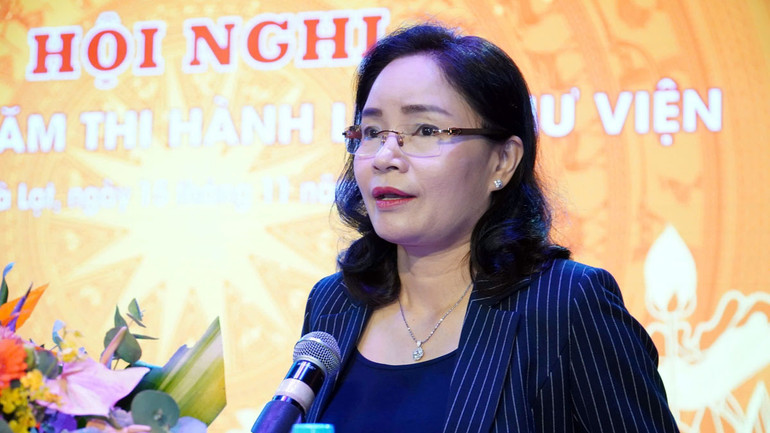 Thứ trưởng Văn hóa, Thể thao và Du lịch Trịnh Thị Thủy phát biểu tại hội nghị.