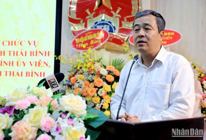 Bí thư Tỉnh ủy Thái Bình Ngô Đông Hải phát biểu ý kiến.
