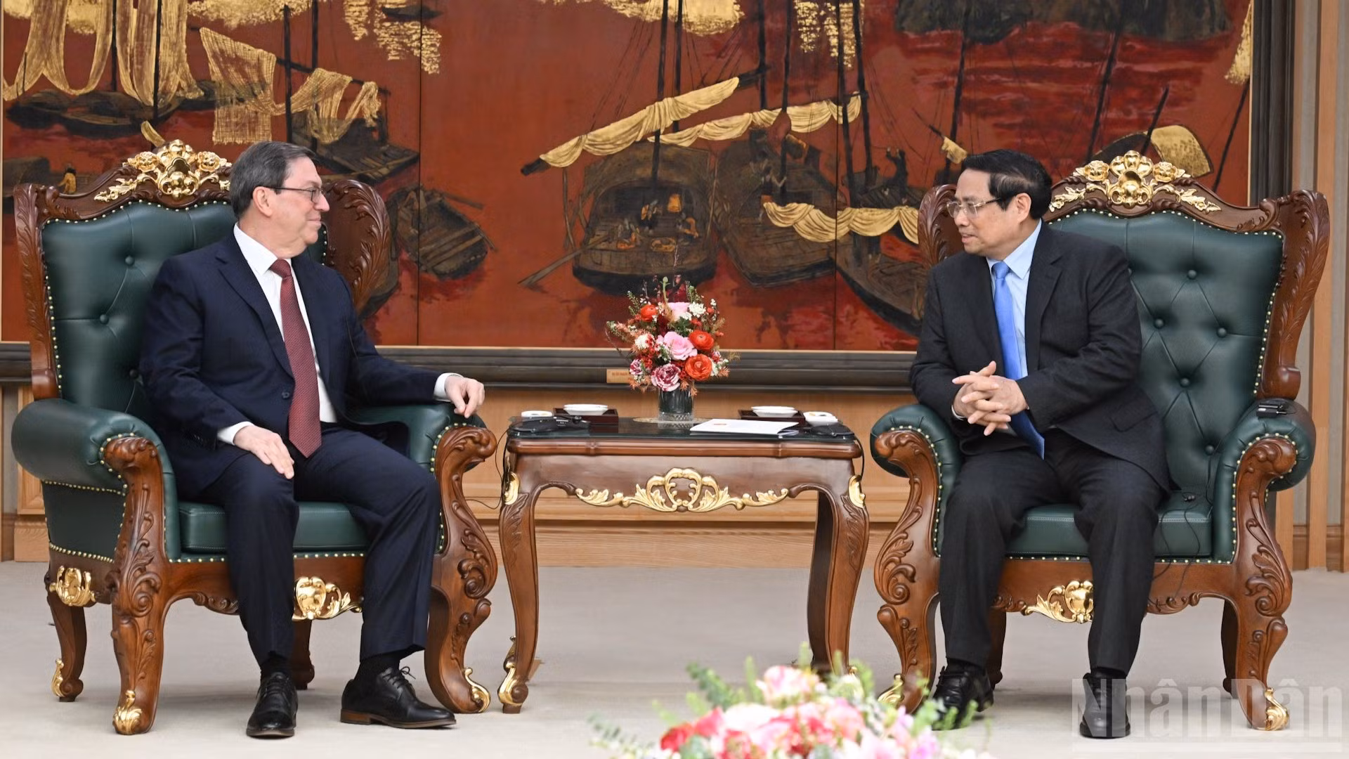 Thủ tướng Phạm Minh Chính tiếp Đặc phái viên Đảng Cộng sản Cuba, Nhà nước Cộng hòa Cuba, Ủy viên Bộ Chính trị, Bộ trưởng Ngoại giao Bruno Rodríguez Parrilla.