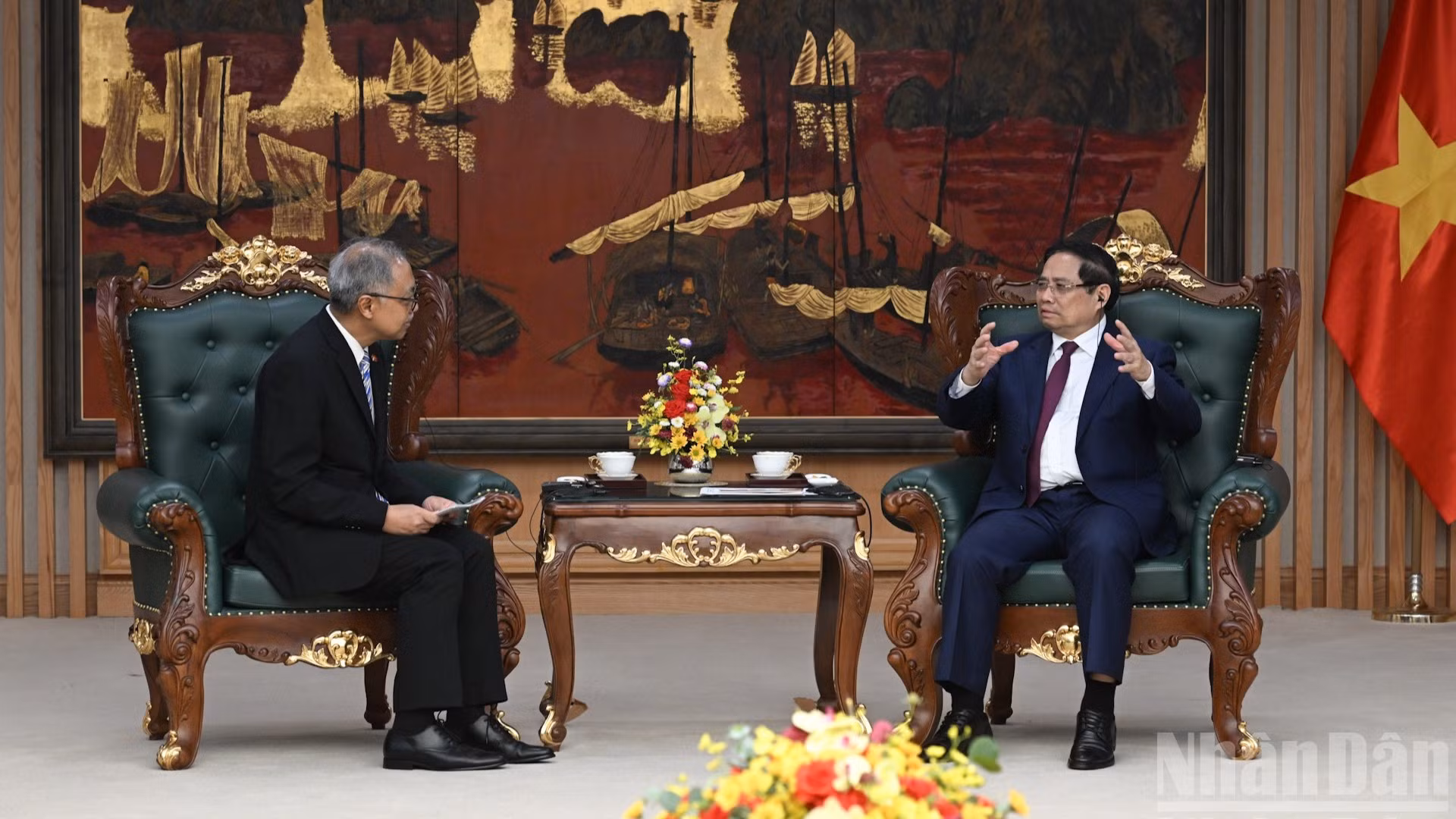 Thủ tướng Phạm Minh Chính tiếp Đại sứ đặc mệnh toàn quyền Indonesia Adam Mulawarman Tugio.