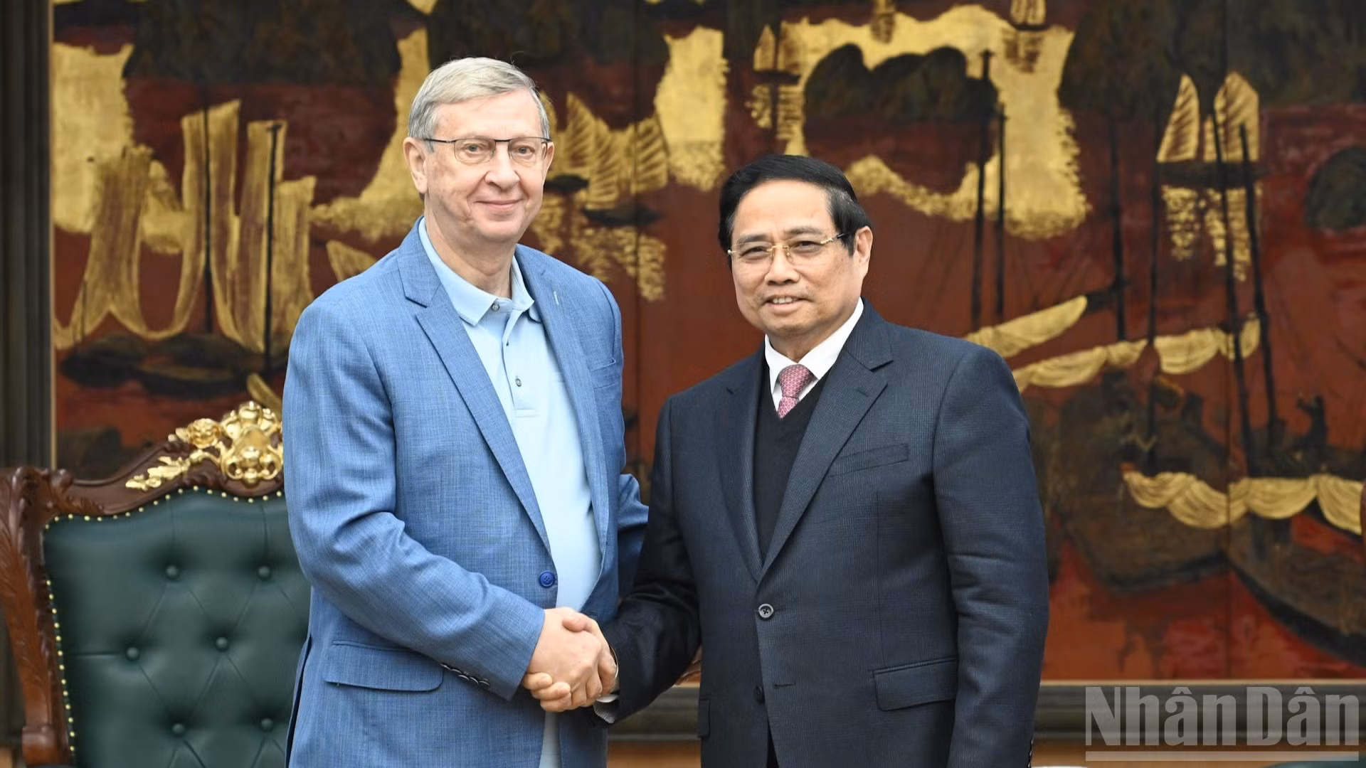 Thủ tướng Phạm Minh Chính và Chủ tịch Tập đoàn AFK Sistema Vladimir Petrovich Evtushenkov.