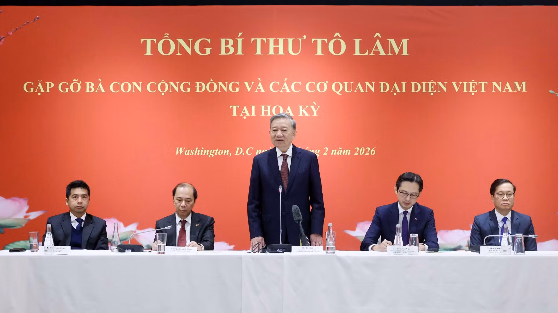 Tổng Bí thư Tô Lâm phát biểu tại buổi gặp gỡ. (Ảnh: Thống Nhất/TTXVN)