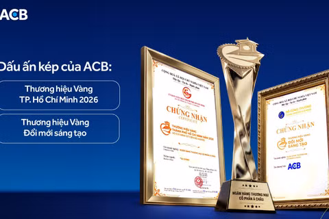 ACB được vinh danh hai hạng mục quan trọng tại Giải thưởng Thương hiệu Vàng Thành phố Hồ Chí Minh 2026. (Ảnh ACB)